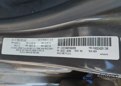 2015 Chrysler 200 Limited from USA, damaged, VIN 1C3CCCAB0FN684599